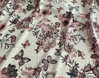 Exclusive, high-quality silk crepe de chine satin stretch fabric, best quality, designer print