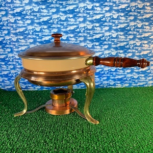 Vintage Copper And Brass Chafing Dish Set