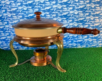 Vintage Copper And Brass Chafing Dish Set