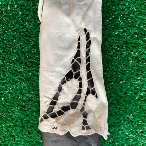 Vintage Kid Leather Gloves With Cutouts Gem