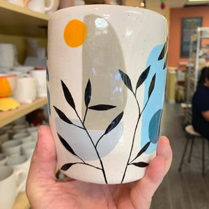 Hand Painted Ceramic Flower Pot, Vase, Planter. Unique gift. One of a kind designer.
