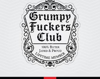 Grumpy Fuckers Club SVG PNG (Digital Download) – Sarcastic Skull Design