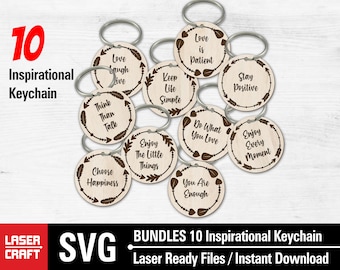 Inspirational Keychain SVG Bundle, Laser Cut Files (Digital Download)