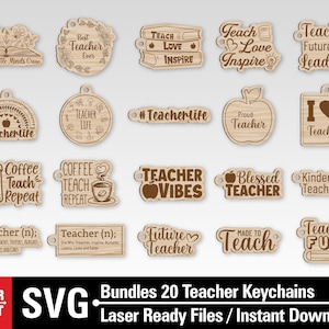 Lehrer SVG Bundle, Lehrer Schlüsselbund svg, Lehrer Wertschätzung svg, Lehrer Geschenke svg, Lehrer Laser-Datei, Glowforge svg, Laser-Schnittdateien
