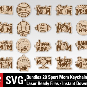 Schlüsselanhänger Bundle SVG, Sport Mom svg, 20 Sports Mom Keychain SVG-Dateien, Hockey Mom Keychain, Baseball Mom Keychain, Glowforge svg, SVG Laser