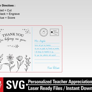 Personalized Teacher Appreciation Gift SVG, Thank You Card Svg, Teacher ...