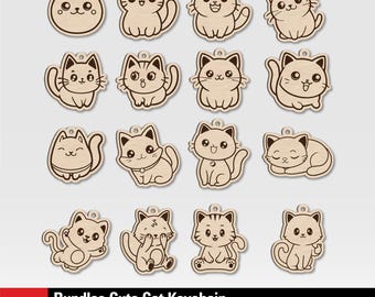 Cute Cat Keychain SVG Laser Files | Cute Cat Magnet svg | Cute Cat Earrings svg | Cute Cat Key Charm SVG | DIY Cat Lover Gift | Glowforge