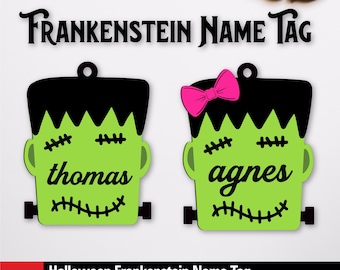 Frankenstein Halloween Name Tag SVG Laser Cut Files