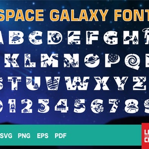 Space Font svg, Space Letters svg, Galaxy Space Alphabet Number, Astronaut Clipart, Wall Decoration Font, Baby Kids Room Decor, SVG Cricut