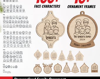 Personalized Family Ornament SVG | Custom Family Face Ornament svg | Custom Christmas Ornament Design | Laser Cut Files | Digital Download