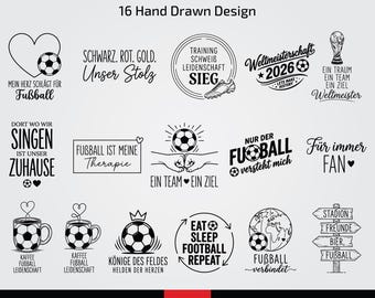 Fußball SVG Bundle Sprüche Deutsch, Fußball PNG, Weltmeisterschaft 2026 SVG, Plotterdatei Fussball, Ein Team Ein Ziel, Cricut Cut Files