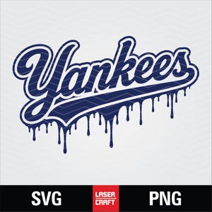 Yankees SVG PNG, testo a goccia da baseball SVG, carattere corsivo che si scioglie SVG, design per maglietta sportiva, file di taglio Cricut, file per sublimazione