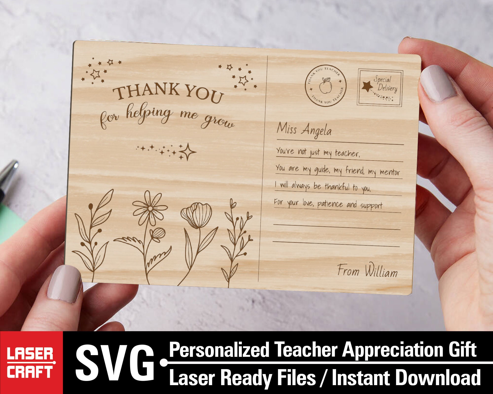 Personalized Teacher Appreciation Gift SVG, Thank You Card Svg, Teacher ...