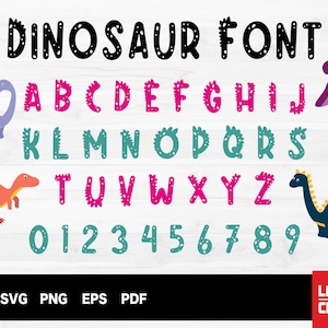 Dinosaur Font svg, Dino Letters svg, Dinosaur Alphabet Svg, Dinosaur Kids Alphabet Numbers, Cute Dino Font For Kids, SVG Files For Cricut