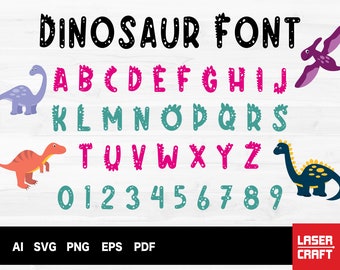 Dinosaur Font svg, Dino Letters svg, Dinosaur Alphabet Svg, Dinosaur Kids Alphabet Numbers, Cute Dino Font For Kids, SVG Files For Cricut