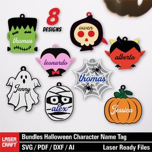 Bundles Halloween Basket Tag SVG | Frankenstein Name Tag SVG | Personalized Boo Basket Tag | Custom Halloween Tag | Halloween Keychain svg