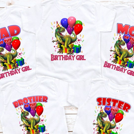 Dinosaur Birthday Girl Shirts Family Matching Shirts