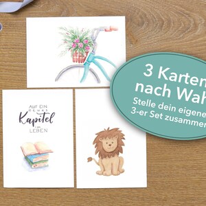 Postkarten individuelles 3er-Set A6 frei wählbar Grußkarte Geburtstag Geburt Umzug Sprüche Aquarell Handlettering Geschenkidee Deko