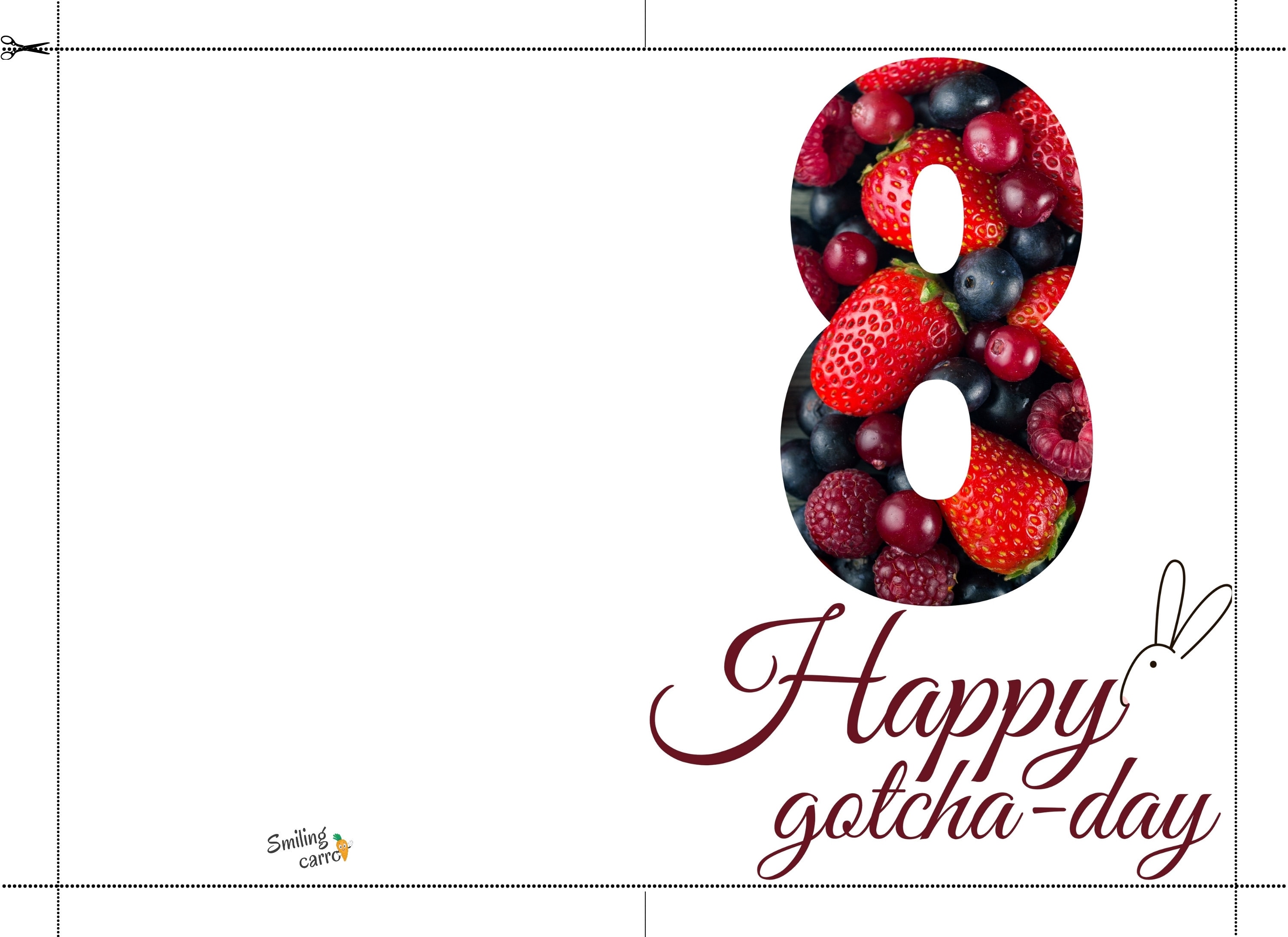 Happy gotcha-day 8 Bunny printable card Gotcha-day berries | Etsy