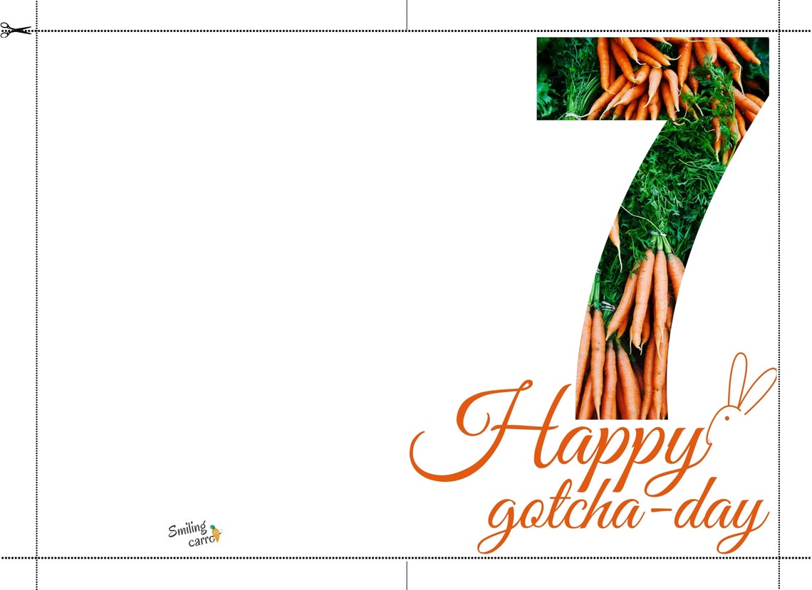 Happy gotcha-day 7 Bunny printable card Gotcha-day carrot | Etsy