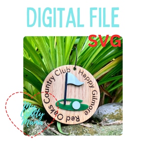 Archivo digital SVG de etiqueta de bolsa de golf para corte por láser que incluye compatibilidad con Glowforge.
