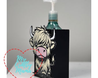 Plik świąteczny 3MF z klipsem Highland Cow Boy – etui na mydło – kubek na ołówek