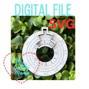 Herramienta Melodía: Rueda de acordes de círculo de quintas, archivo SVG de corte digital para láseres. Compatible con Glowforge.