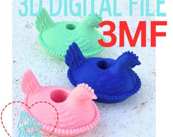 Hen on Nest Straw Toppers 3MF File – 3 size holes