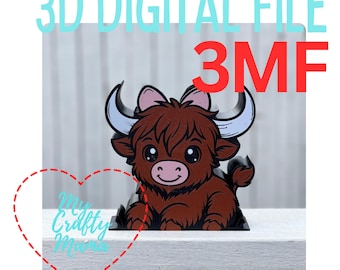 Highland Cow with bow Christmas 3MF File – Bath and Body Works soap cover