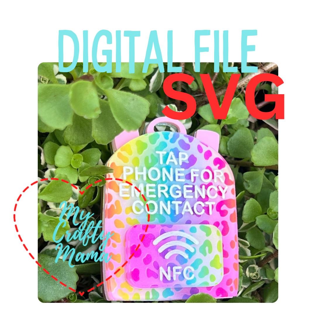 Emergency Contact Backpack Nfc Tag SVG File: Laser Cut Design (digital ...