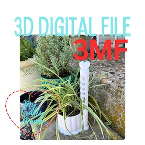 3D Print Plant Pot with Moss Pole & Drip Tray STL File (Digital Download