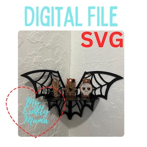 Półka narożna Halloween Bat z pajęczynami SVG cyfrowy plik do cięcia laserowego, upiorny wystrój sezonu w dwóch rozmiarach gotowy do Glowforge