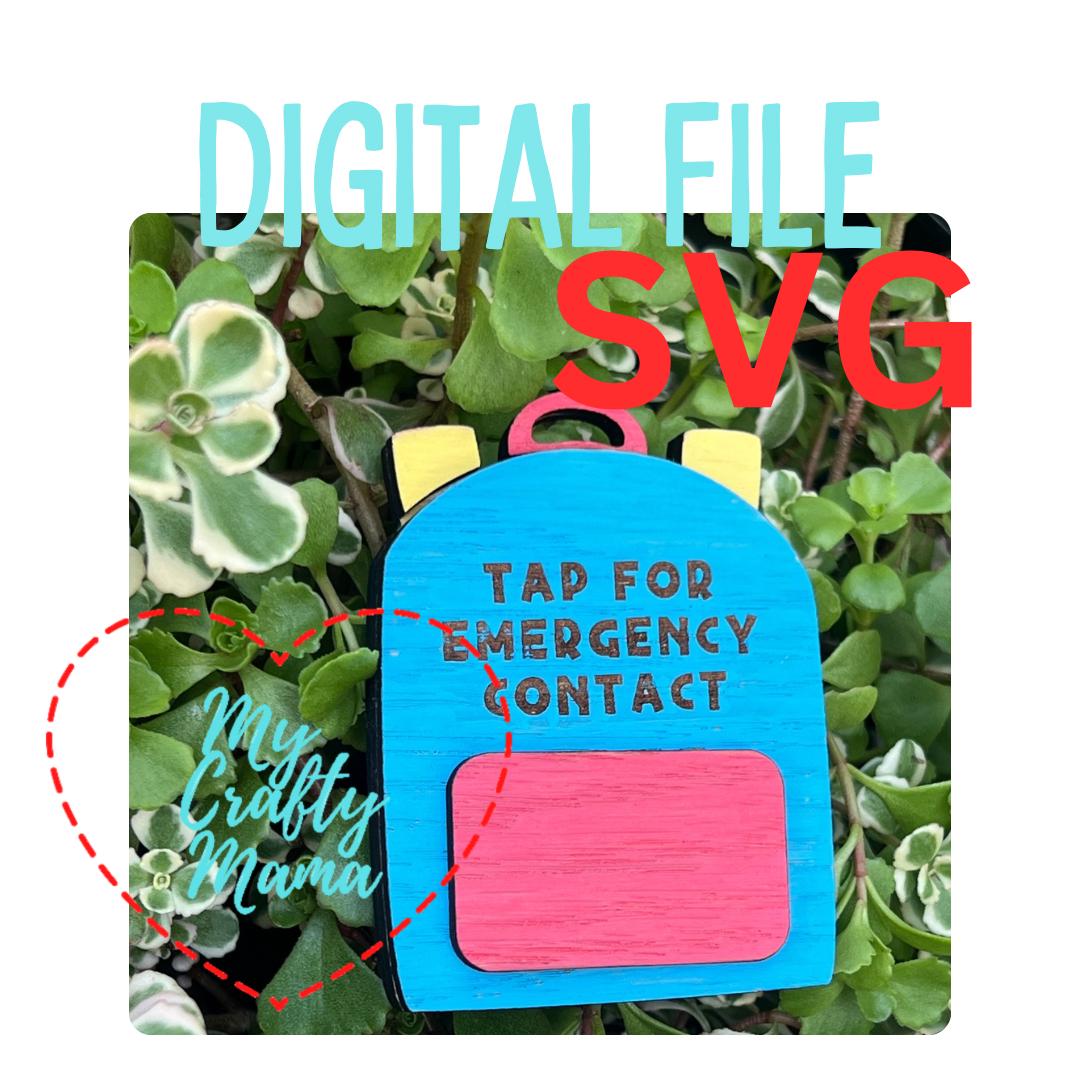 Emergency Contact Backpack Nfc Tag SVG File: Laser Cut Design (digital ...
