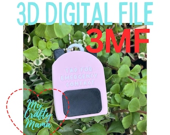 Backpack Tag NFC Emergency Contact 3D printer 3MF  file for 3d Printing. 3 Versions