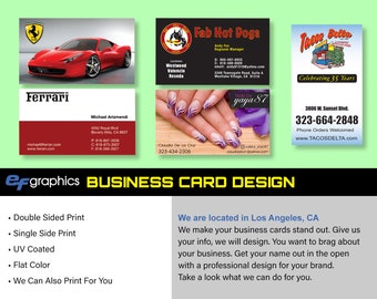 Custom Business Card Design, Business Card, Custom Design, Single Side or Double Side
