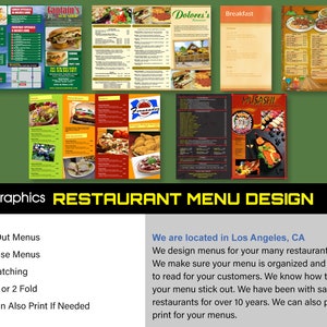 Conception de menus de restaurant - Nous concevons votre menu - Conception professionnelle