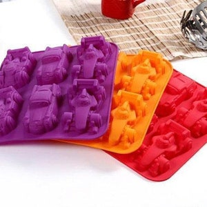 6-cavity Sports Racing Car Cookies Cake Mold Flexible Silicone Choclate Mold Soap Mold Soap Candle Candy Mold