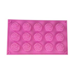 15-cavity Rose Flower Cake Mold Flexible Silicone Choclate Mold Soap Mold Soap Candle Candy image 3