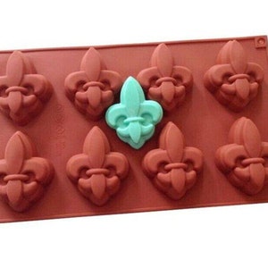 DIY cakevorm zeepvorm flexibele mal siliconen mal kaars mal snoep mal 8-zwaard fleur de lis taart decoreren gereedschappen mal, biscuitvorm