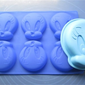 6-Tweety Birds Cake Mold Flexible Silicone Soap Mold For Handmade Soap Candle Candy