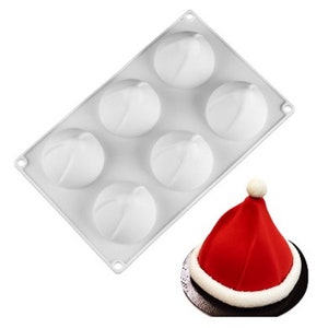 6 cavity Christmas hats  silicone mold DIY baking decorative dripping mold mousse mold, soap mold, candy mold