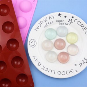 15-cavity 3.7cm Half Ball Cake Mold Flexible Silicone Choclate Mop Mold Soap Candle Candy