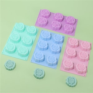 6-cavity Rose Flower Cake Mold Flexible Silicone Choclate Mold Soap Mold Soap Candle Candy