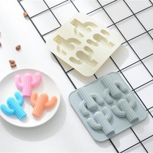 4-cavity cactus Cake Mold Flexible Silicone Choclate Mold Soap Mold Soap Candle Candy