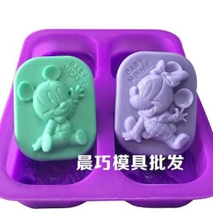 4-cavity Mickey Mouse Minne Mold Cake Mold Floral Flexible Silicone Mould For Candy Chocolate Soap Mold