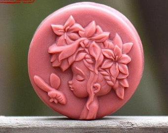 Moule à savon belle fille de la forêt, moule en silicone flexible pour savon fait main, bougie en argile polymère R1873