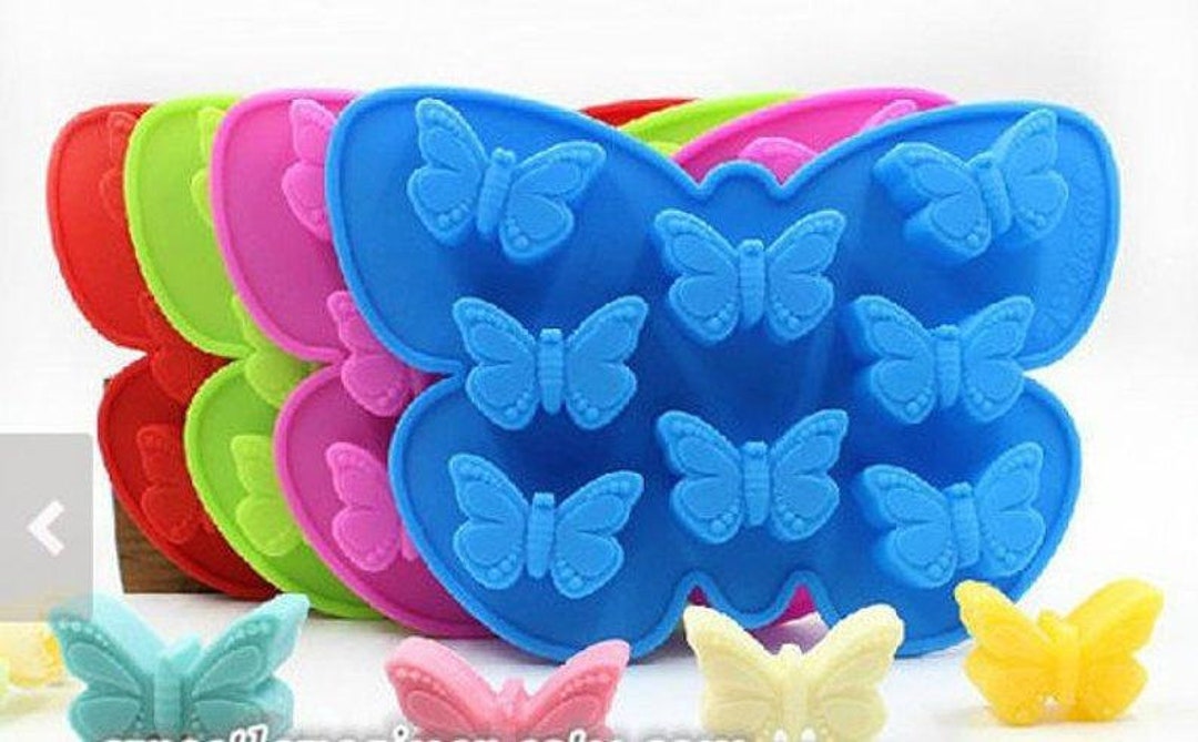 8cavity Butterfly Cake Mold Flexible Silicone Soap Mold for Handmade