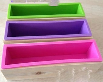 Cake Mold Flexible Silicone Soap Mold For Handmade Soap Candle 1kg Cuboid Rectangular Bamboo Box