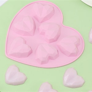 Molde de silicona flexible para hielo con forma de corazón de 6 cavidades, hecho a mano, ideal para hacer dulces, apto para uso alimentario.