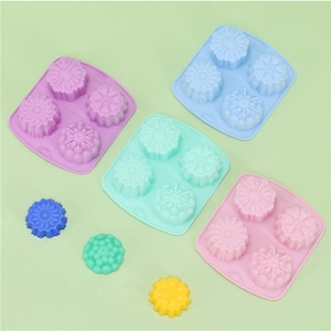 Silicone Cake Mold Four Flower Shaped Mould Handmade Soap Mould Cake Mould Candle Mould
